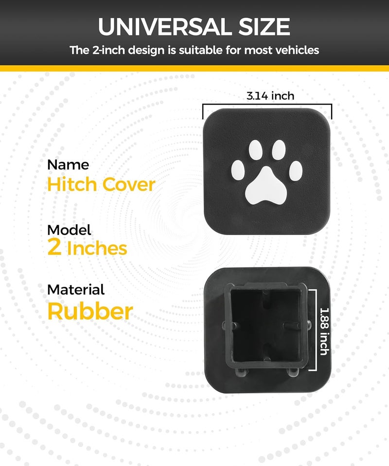 UBOG Hitch Cover,Car Accessories Trailer Hitch Covers,Tow Hitch Covers,2 Inch Receiver Hitch Cover,Rubber Heavy Duty Trailer Hitch Tube Cover Plug,Suitable for Most Cars Trucks ATV (Cat's Paw) - Image 2
